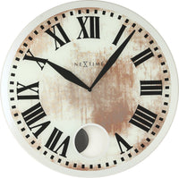 NeXtime Romana - Elegante wandklok met pendel - Glas & Metaal