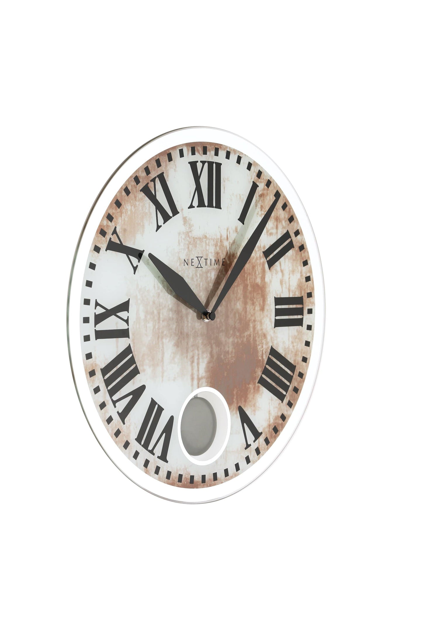 NeXtime Romana - Elegante wandklok met pendel - Glas & Metaal