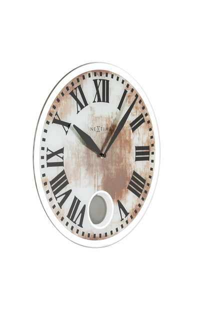 NeXtime Romana - Elegante wandklok met pendel - Glas & Metaal