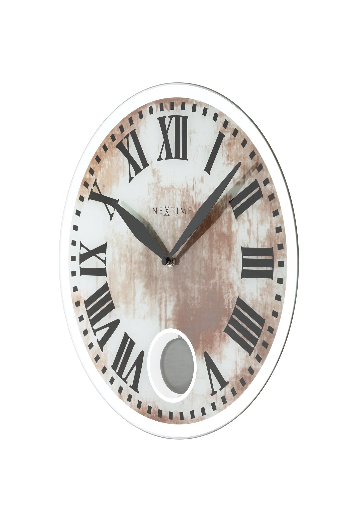 NeXtime Romana - Elegante wandklok met pendel - Glas & Metaal