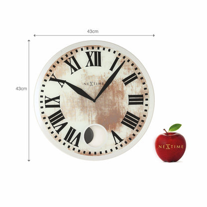 NeXtime Romana - Elegante wandklok met pendel - Glas & Metaal