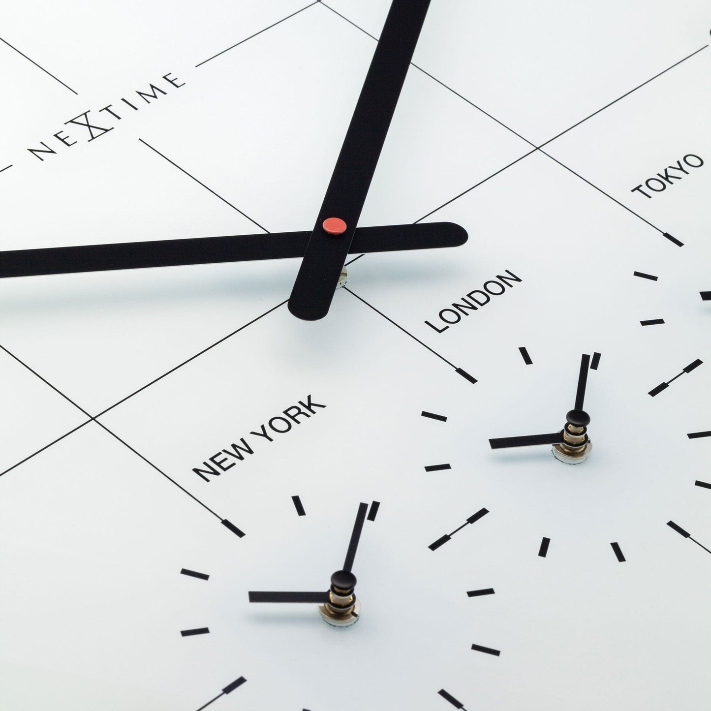 NeXtime Big City - Wereldklok met 3 Tijdzones - Glas Zwart