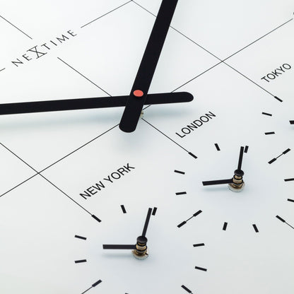 NeXtime Big City - Wereldklok met 3 Tijdzones - Glas Zwart