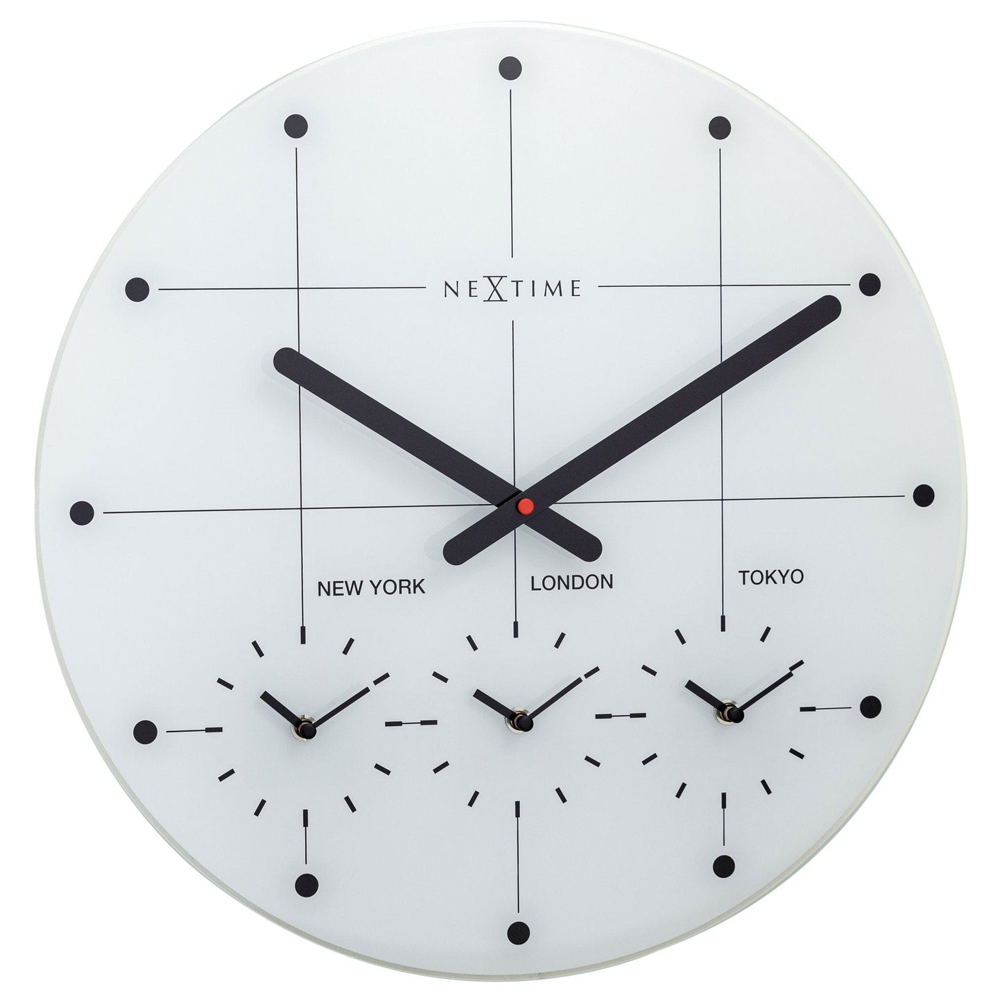NeXtime Big City - Wereldklok met 3 Tijdzones - Glas Zwart