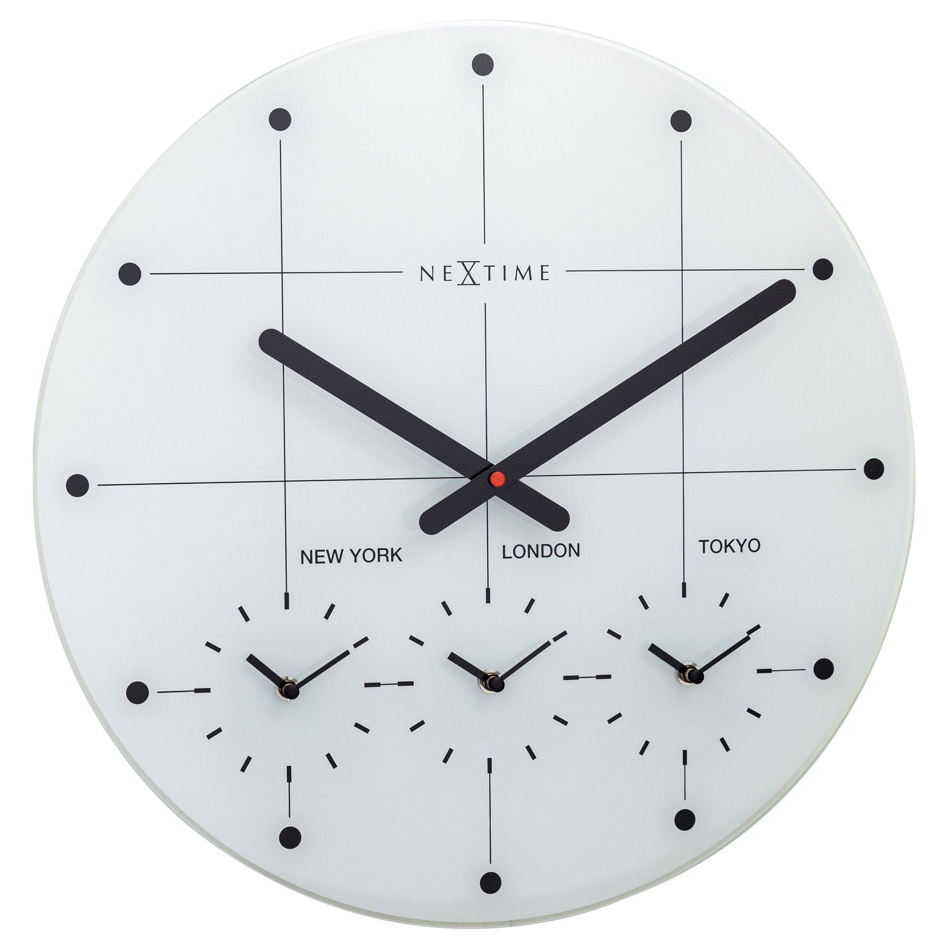 NeXtime Big City - Wereldklok met 3 Tijdzones - Glas Zwart