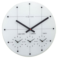 NeXtime Big City - Wereldklok met 3 Tijdzones - Glas Zwart