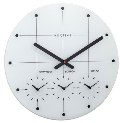 NeXtime Big City - Wereldklok met 3 Tijdzones - Glas Zwart