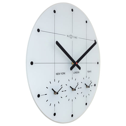 NeXtime Big City - Wereldklok met 3 Tijdzones - Glas Zwart