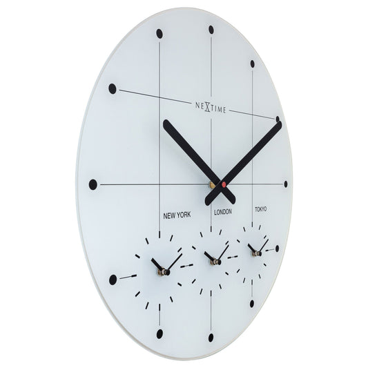 Comnox - NeXtime Big City - Wereldklok met 3 Tijdzones - Glas Zwart