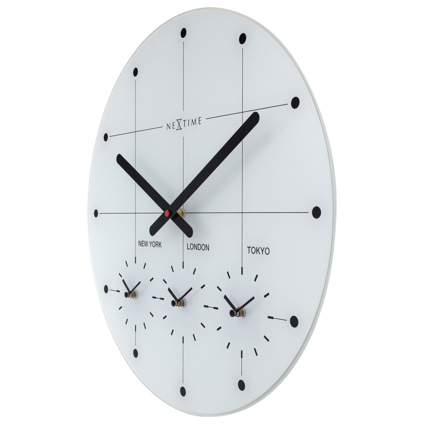 NeXtime Big City - Wereldklok met 3 Tijdzones - Glas Zwart