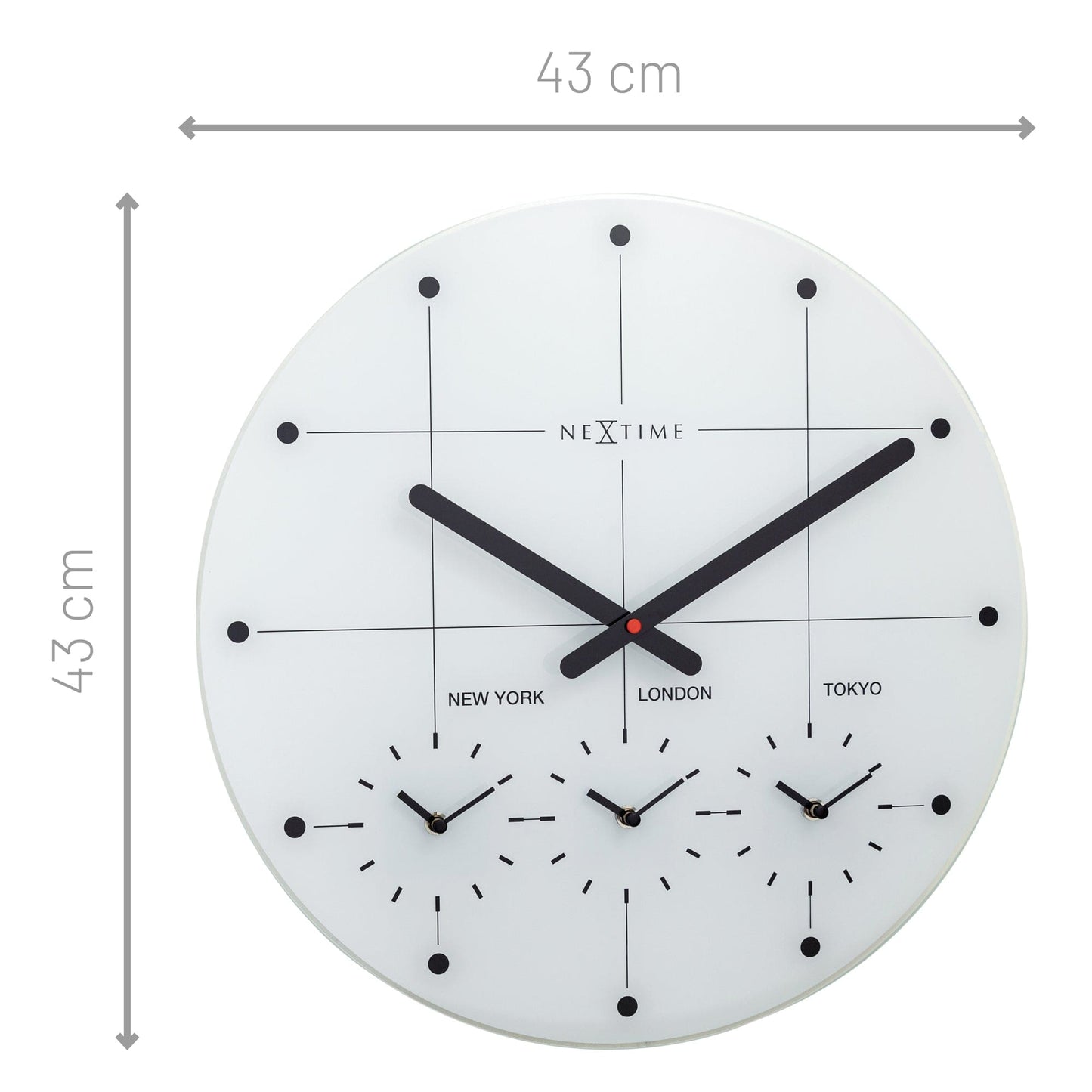 NeXtime Big City - Wereldklok met 3 Tijdzones - Glas Zwart