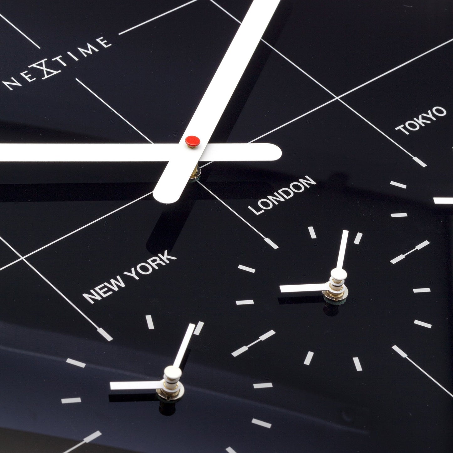 NeXtime Big City - Wereldklok met 3 Tijdzones - Glas Zwart