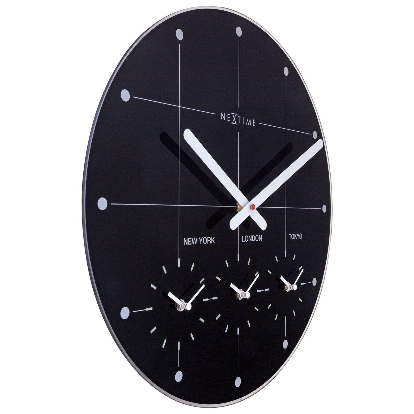 NeXtime Big City - Wereldklok met 3 Tijdzones - Glas Zwart