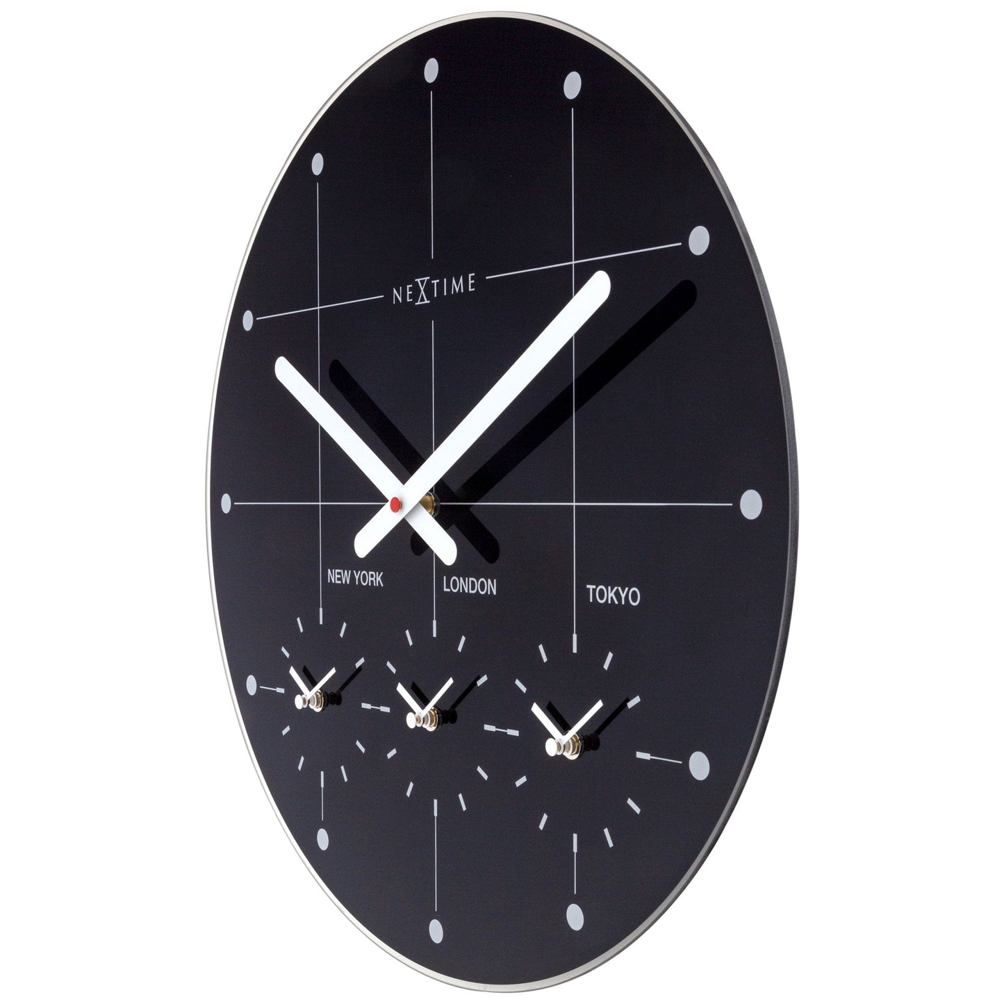 NeXtime Big City - Wereldklok met 3 Tijdzones - Glas Zwart