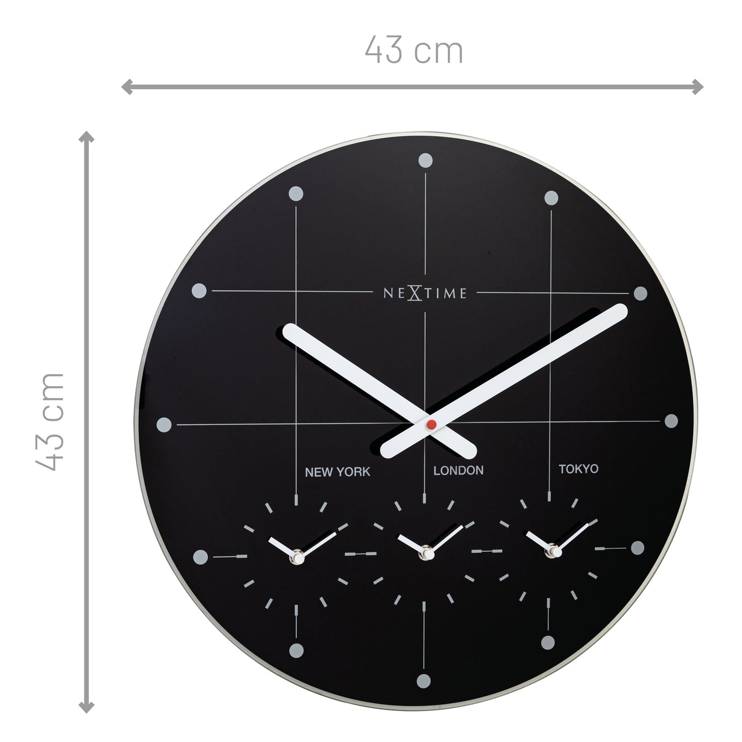 NeXtime Big City - Wereldklok met 3 Tijdzones - Glas Zwart