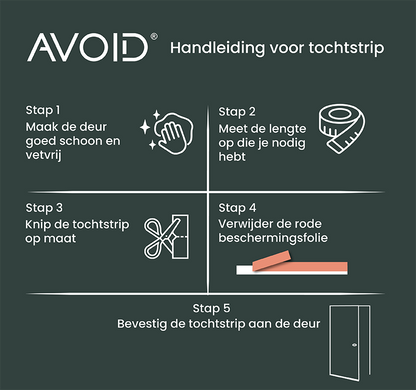 Zwarte rubberen deurstop met rode kleefzijde, geschikt voor houten deuren. Gebruik als isolatieband voor energiezuinige ruimtes en geluidsdemping.