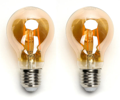 Zwarte glazen gloeilampen met warm wit licht en zichtbare filamenten, voor vintage verlichting. E27-schroefdraad, geschikt voor retro interieurs en sfeerverlichting.