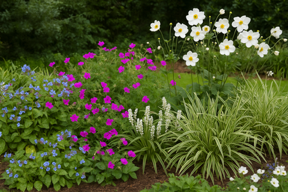Borderpakket  – Jaarrond kleur & bloei – Frisse tinten & zachte uitstraling - 5m² - 50 planten
