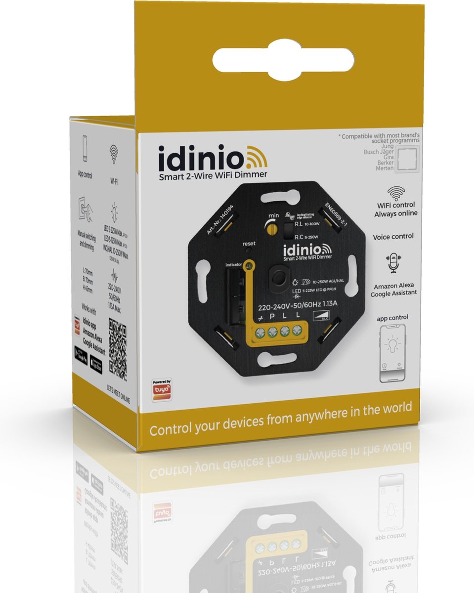 Smart WIFI dimmer met App - LED Dimmer - Fase afsnijding - Fase aansnijding