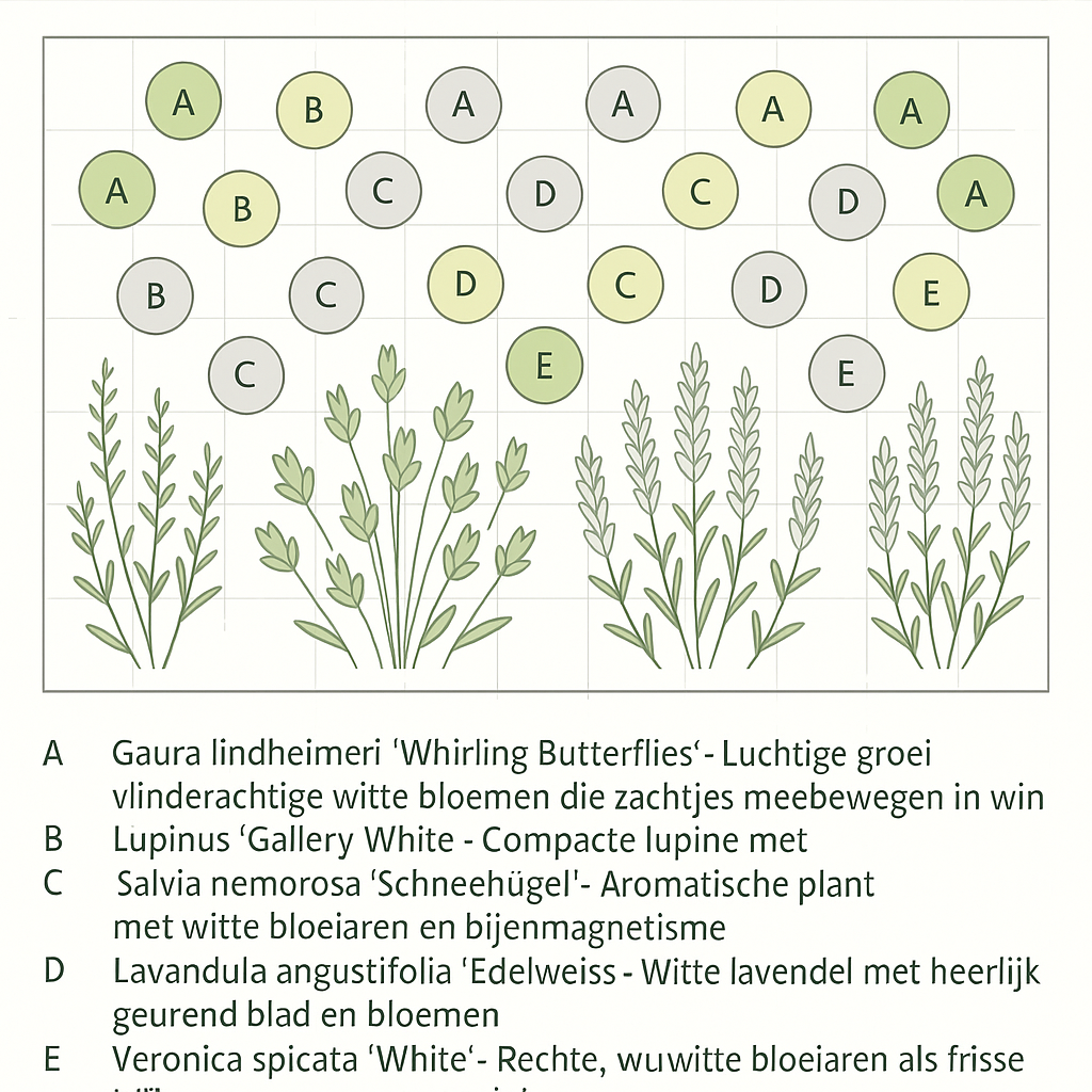 Borderpakket 'Pastel & Wit' - 5m² - 50 planten
