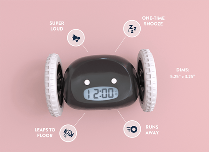 Comnox - Clocky Black - Actieve alarmklok op wielen - Zwart