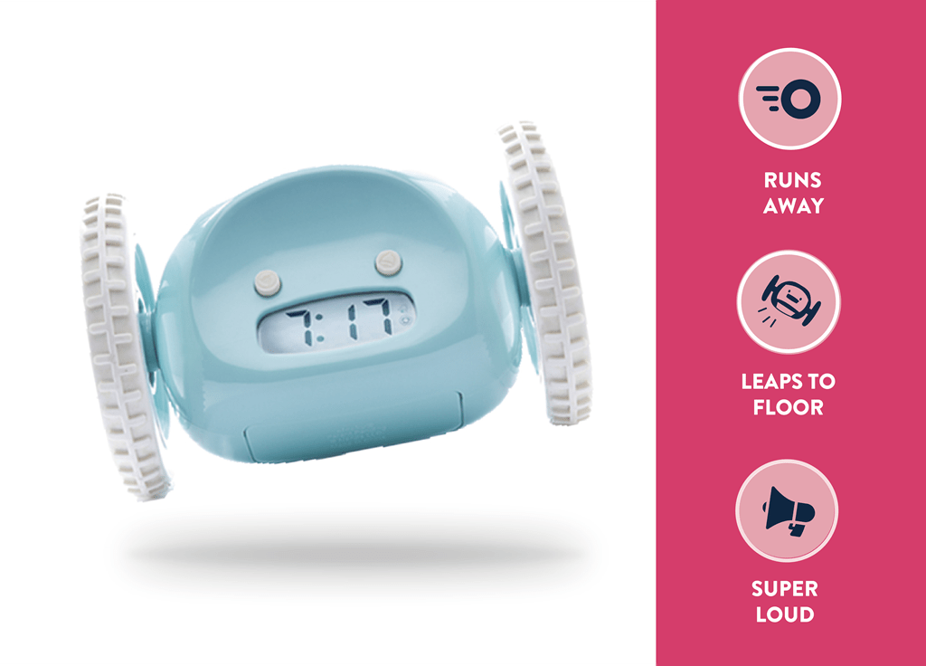 Comnox - Clocky Blue - Wekker die wegrolt - Alarmklok op wielen
