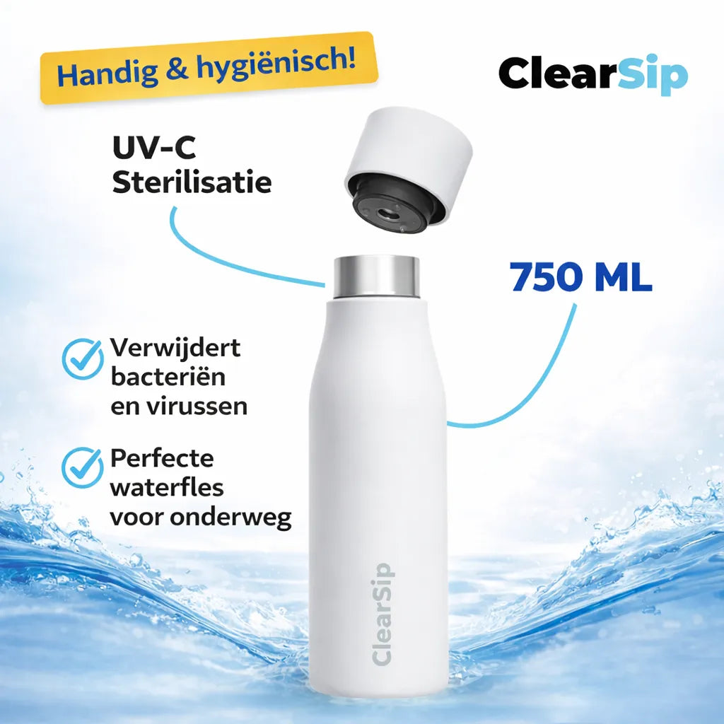 ClearSip | Slimme Waterfles – UV‑C zelfreinigend & drinkherinnering