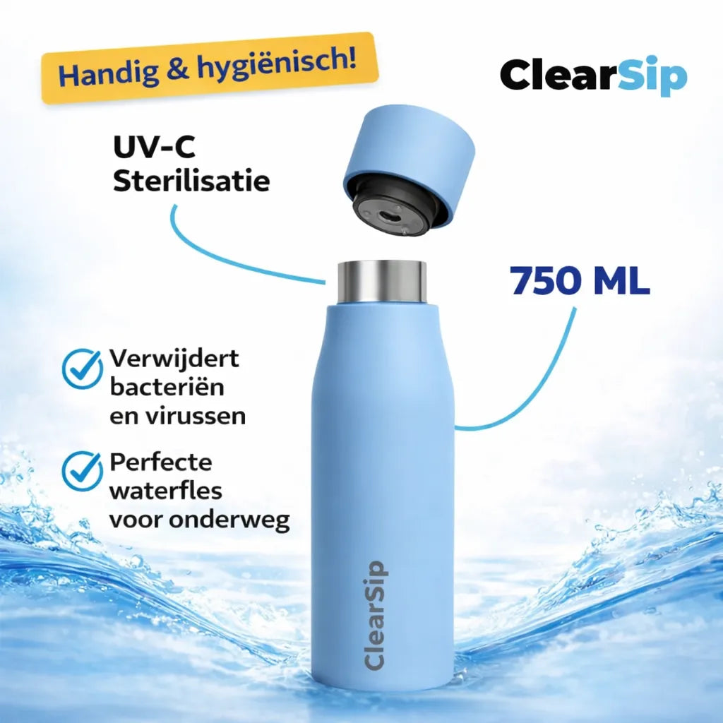 ClearSip | Slimme Waterfles – UV‑C zelfreinigend & drinkherinnering