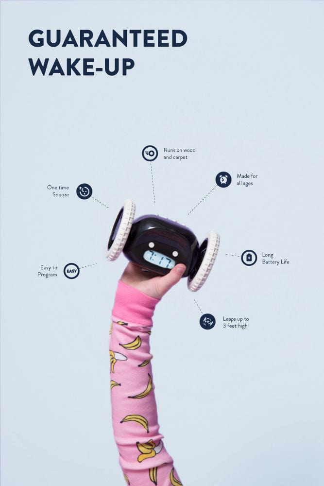 Comnox - Clocky Black - Actieve alarmklok op wielen - Zwart