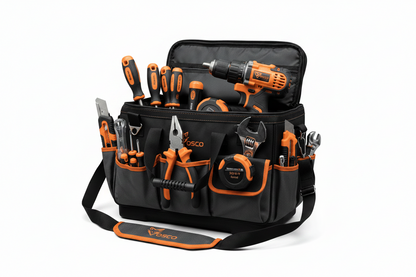 Vosco® Gereedschapstas XL - Robuust & Ruim - Zwart/Oranje