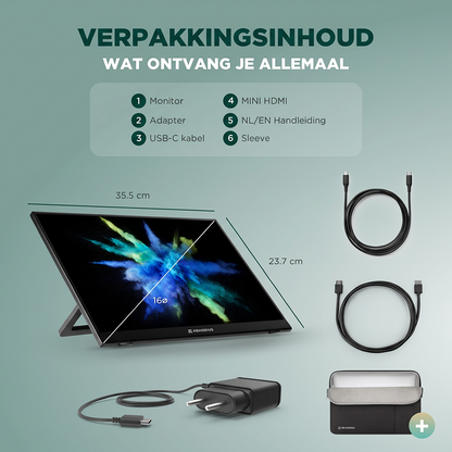 Remodius portable monitor – 16 inch – 2,5K – met sleeve