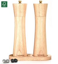 Comnox - Peper en zlachtmolen set van rubberhout - Instelbare maalgraad - 22 cm