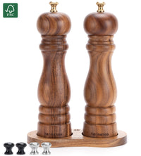 Comnox - Peper en zoutmolen set Lyon - Stijlvol met verwisselbare knoppen - 22 cm bruin acaciahout