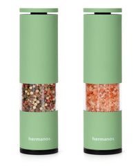 Comnox - Peper en zoutmolen set sage groen - Verstelbare maalgraad - 19 cm