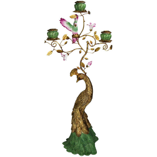 Peacock Candle Holder – Multicolour Polyresin Design