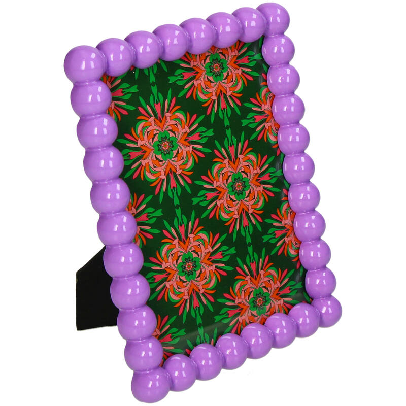 Beaded Photo Frame Polyresin – Purple