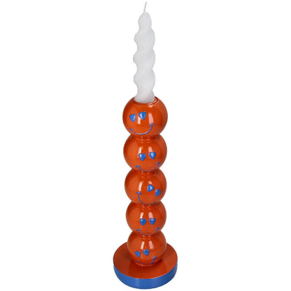 Smiley Polyresin Candle Holder Orange 9x9x26.5cm