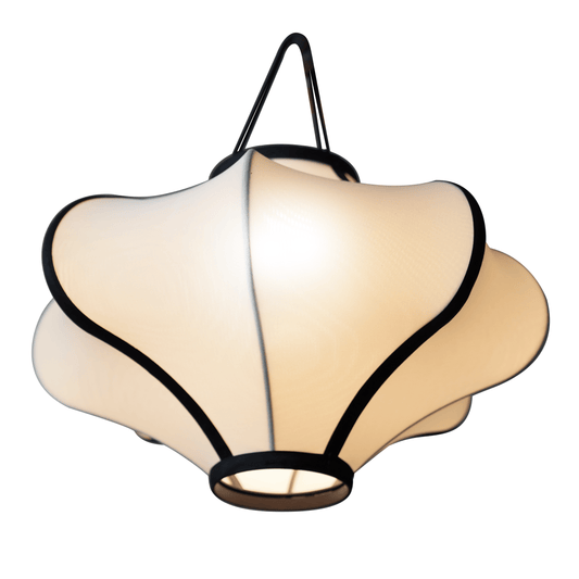 Comnox - Lumi Lamp Shade – Creëer een warme, ontspannen sfeer – 40 cm diameter – Translucent cream fabric – Lantern style – USB/solar rechargeable – Cream/Turquoise/Yellow