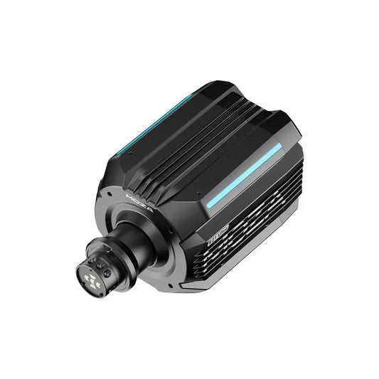 Zwart MOZA R21 Ultra stabilisatiesysteem met blauwe LED-verlichting en zichtbare montageklem. Geschikt voor professionele videoproducenten en dynamische shooting.