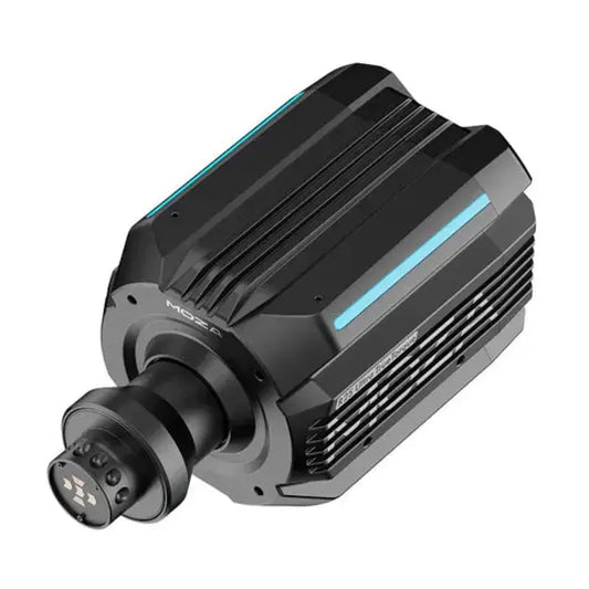 Zwart MOZA R25 Ultra True Torque motor met blauwe LED-strip en zichtbare ventilatiegaten, geschikt voor professionele drone- en camera-applicaties.