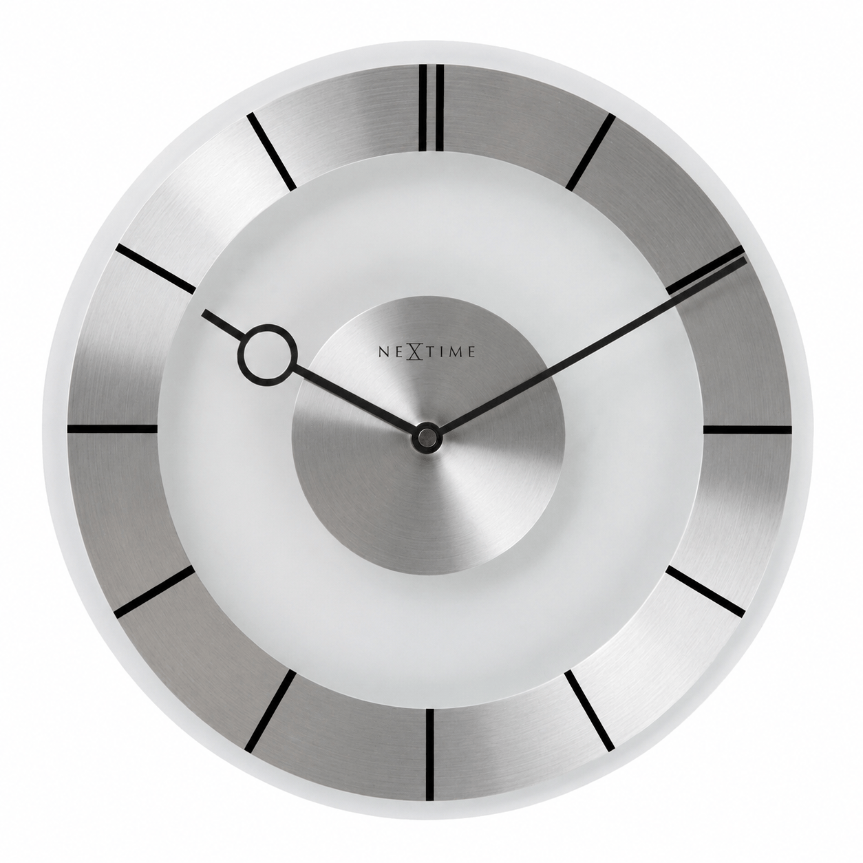 NeXtime Retro Wandklok - Tijdloos 60s Design - Aluminium & Glas