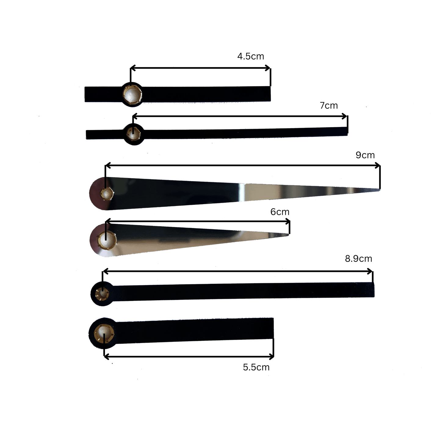 NeXtime Klokwijzers Set S met Silent Movement - Stille Beweging - 16 mm Aslengte