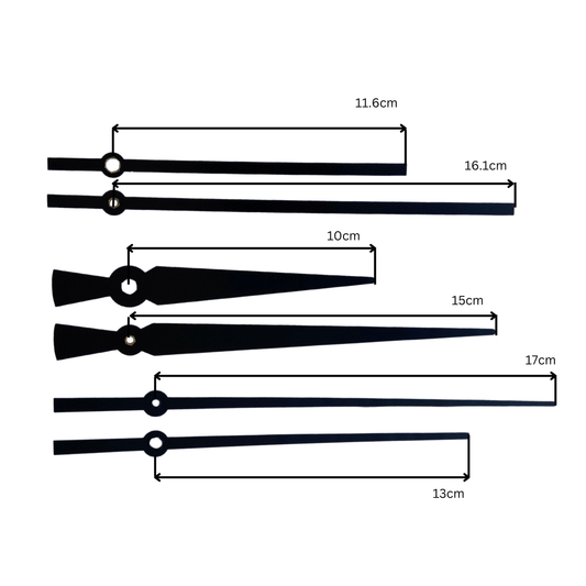 Comnox - Klokonderdelen - Silent Clock Hands Set L + Silent Movement - Stille beweging - 16 mm as - 56,7 x 56 x 16 mm - tijdsweergave - lichtblauw