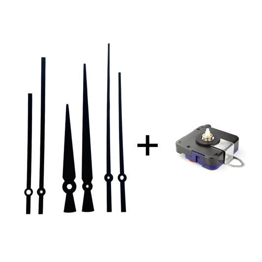 Comnox - Klokonderdelen - Silent Clock Hands Set L + Silent Movement - Stille beweging - 16 mm as - 56,7 x 56 x 16 mm - tijdsweergave - lichtblauw