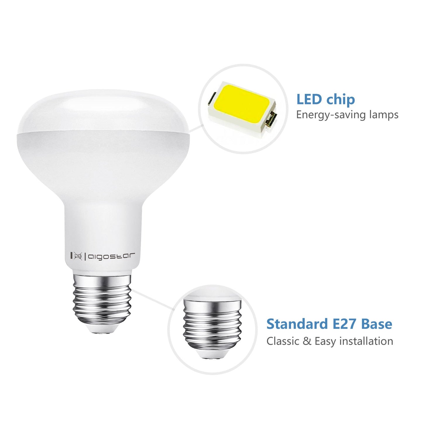 Reflectorlamp E27 6500K | R80 spiegellamp | LED 12W=67W gloeilamp - 930 Lumen