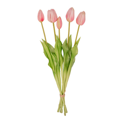 Vase Strawberry Girl + 10x Real Touch Tulip Pink - Silk Artificial Tulips
