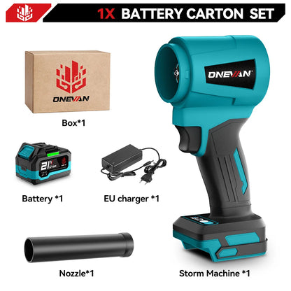 Een Onevan draadloze bladzager met 21V lithium-batterij, blauw-zwarte kleur, voor krachtige houtbewerking. Geschikt voor professionele houtbewerking e