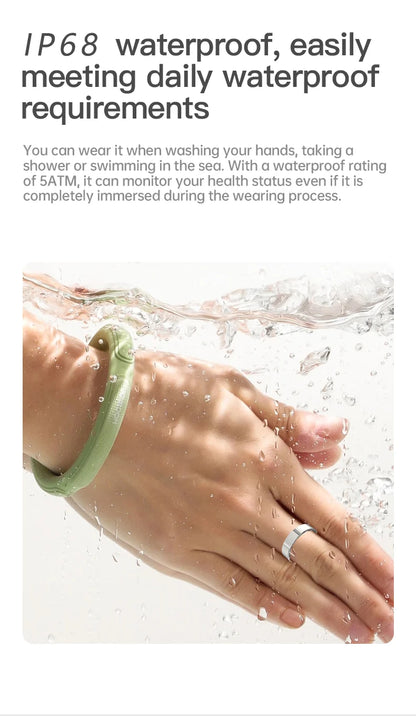 Een slimme ring in zilver, zwart en goud, met zichtbare elektronica en sensoren, geschikt voor sportief gebruik en als slimme accessoire voor dagelijks gebruik. IP68 waterdicht en met afstandsbediening voor camera. - Foto 20