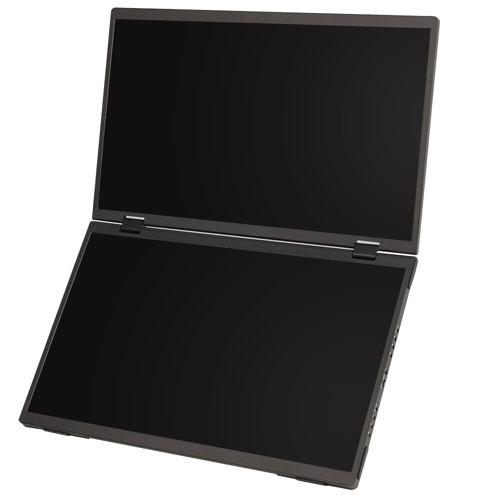 Zwart UPERFECT 15,6-inch dubbel scherm met 1080P FHD resolutie, 350 nits helderheid en 100% sRGB kleurweergave, ideaal voor gaming en creatieve werkza