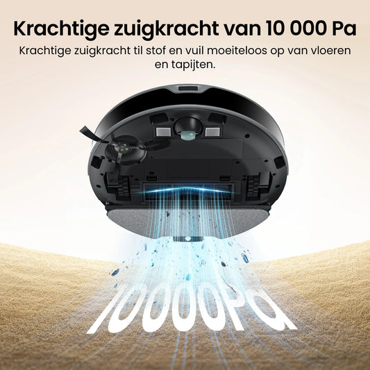 De Lefant M350 Max robotstofzuiger in grijze kleur met glanzende bovenkant en zichtbare ladingstation. Toegankelijk via app voor slimme huishoudelijke